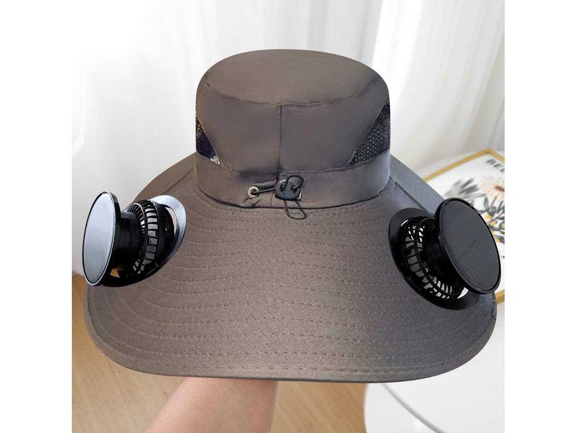 (round March Green) Sombrero Con Ventilador Solar, Recargable, Parasol Para Pesca Al Aire Libre Y Protección Solar.