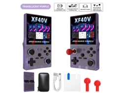 Consola portátil XF40V de código abierto | Pantalla RGB HD de 4", joystick y motor de vibración reemplazables, 128 GB, morado translúcido. XF40V Sfushos
