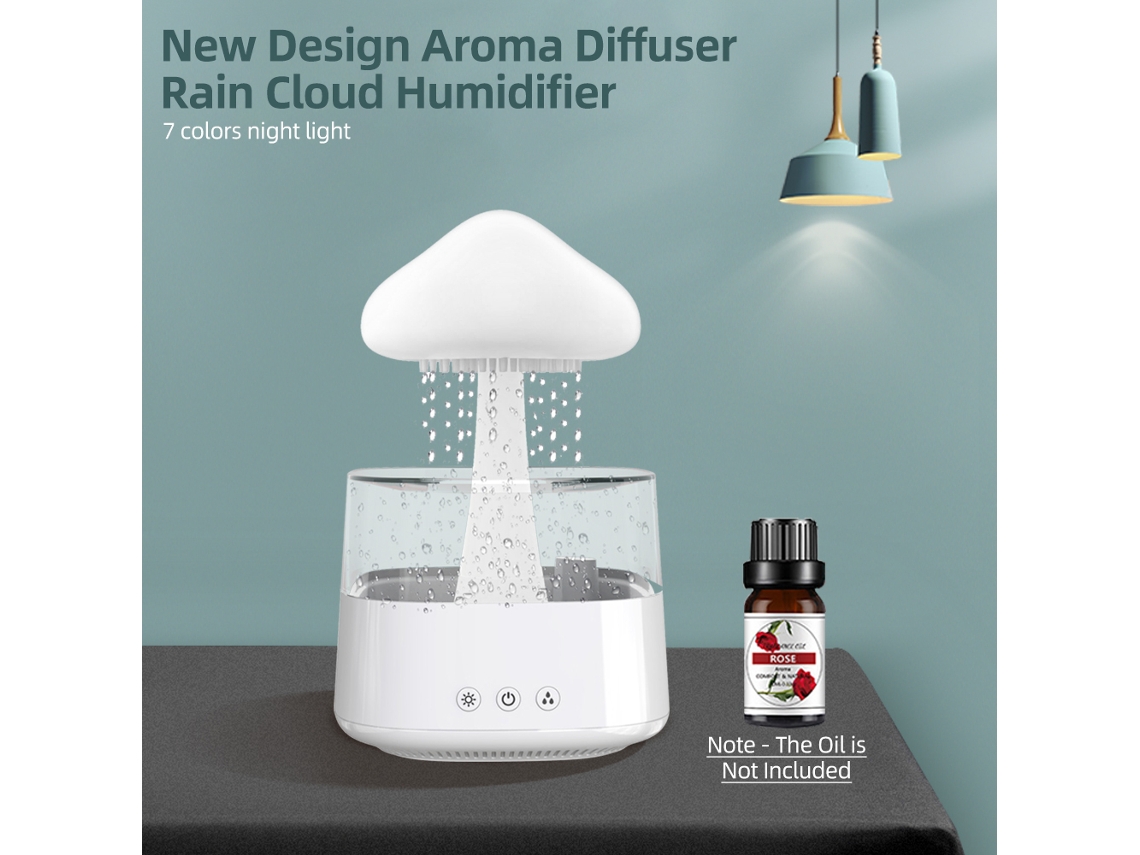 Humidificador Con Luz Led Ajustable, Mando A Distancia, Aromaterapia, 450 Ml, Sonidos De Lluvia, Ruido Blanco Para Dormitorio.