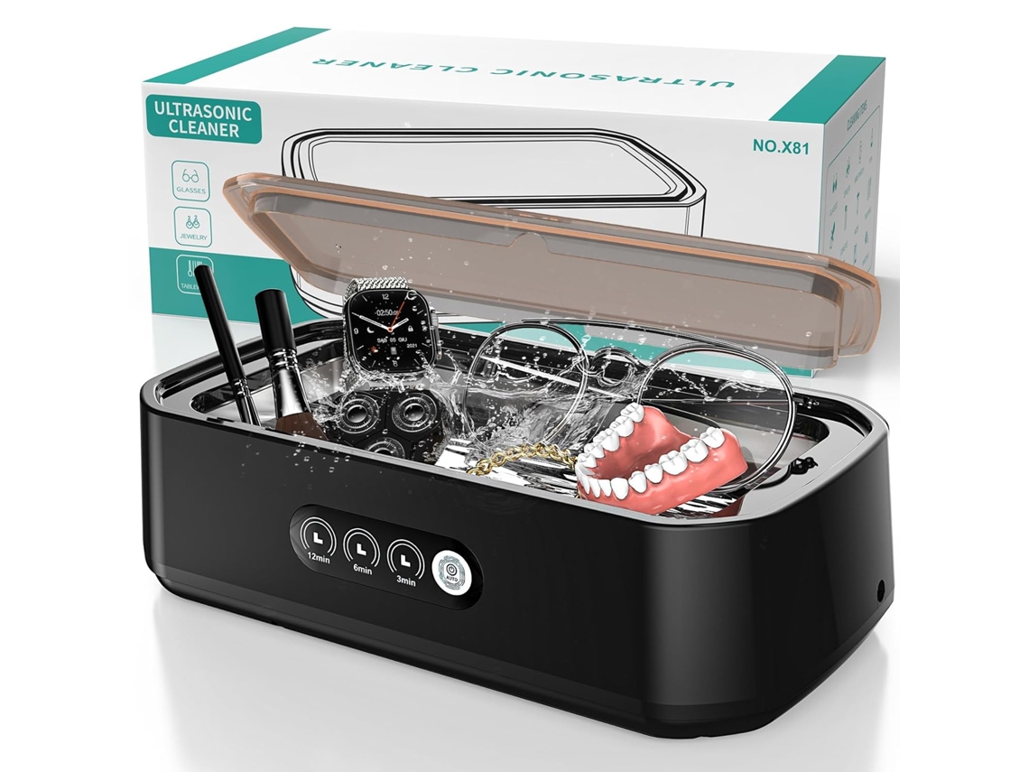 Limpeza Ultrassônica 48khz, 650ml, Limpeza Profunda 360°, Operação Por Toque – Para Óculos, Joias, Prótese Dentária