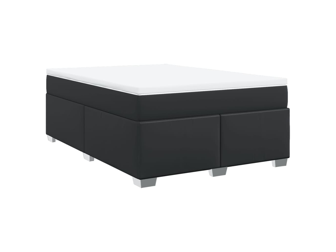 Maison Exclusive - Cama Box Spring Con Colchón Cuero Sintético Negro 140x200cm