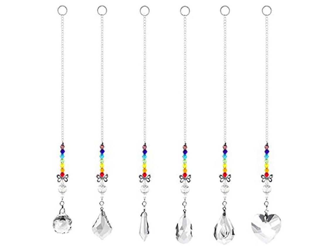 6 piezas de mariposas de cristal con prisma y arcoíris para colgar como atrapasoles, ideales para decorar ventanas, hogares y jardines.