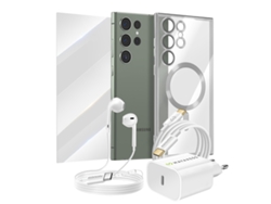Pack Esencial Para Galaxy S23 Ultra Funda, Protector, Cargador, Auriculares (5 Piezas)