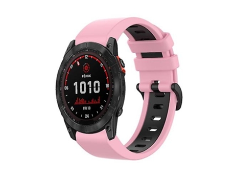 Correa para Garmin Fenix 7x 26 mm Correa de reloj deportiva de silicona bicolor rosa-negro VENISYMLIS