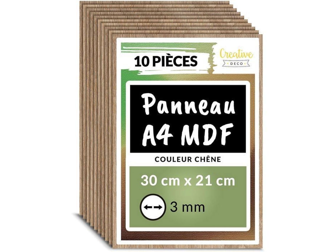 10 paneles de MDF de roble A4 de 300 x 210 mm | Madera sin tratar para manualidades, corte láser, grabado, modelismo, pirograbado y decoración creativa