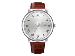 Reloj De Pulsera Para Hombre De Cuero Pu Moda Regalo Correa Blanco Marrón