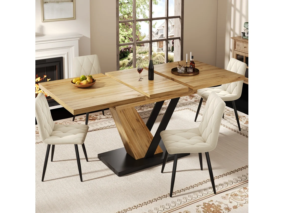 Mesa Extensible De Madera De 120-160 X 75 X 76 Cm
