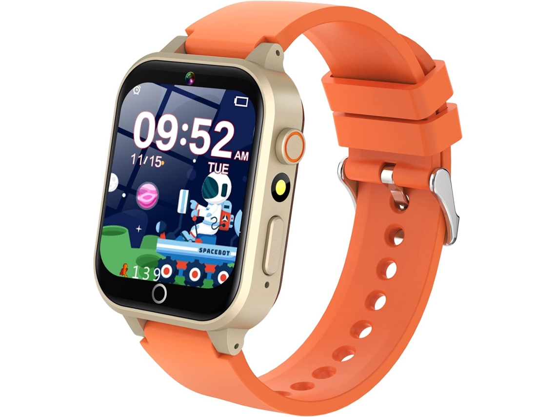 Smartwatch Infantil Naranja Pantalla Hd Táctil Cámara 39 Juegos Música Alarma Vídeo Podómetro Para 4 A 12 Años