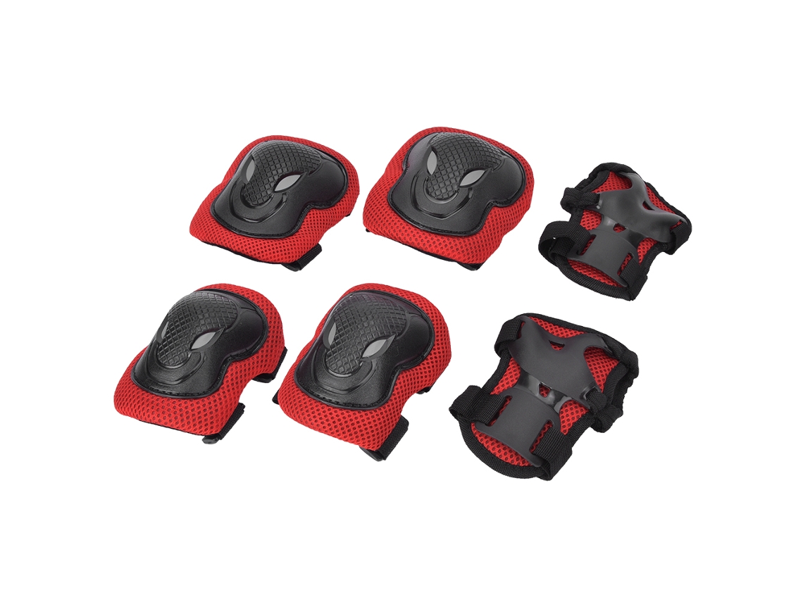 Equipo de protección para patinaje en línea para adultos con rodilleras, coderas y guantes (rojo)