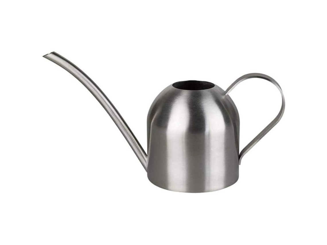 Regadera de acero inoxidable con acabado cepillado, riego de precisión para plantas de interior y exterior.