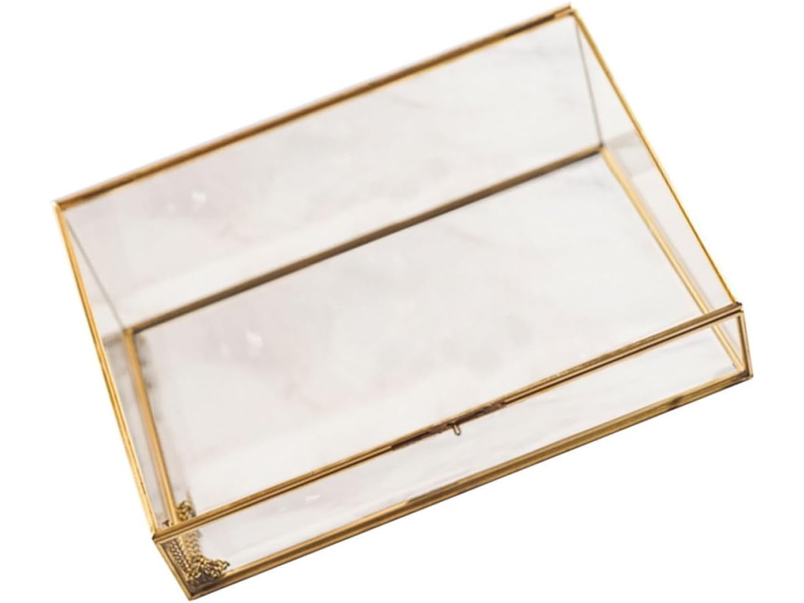 Joyería Sencilla Lujosa Elegante Noble Forma Trapezoidal Cristal Dorado Soporte Exhibir Collares Pulseras Caja