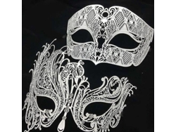Máscara Nocturna De Metal Dorado, Plateado Y Negro Cortada Con Láser Para Parejas, Ideal Para Bodas, Halloween Y Carnaval.