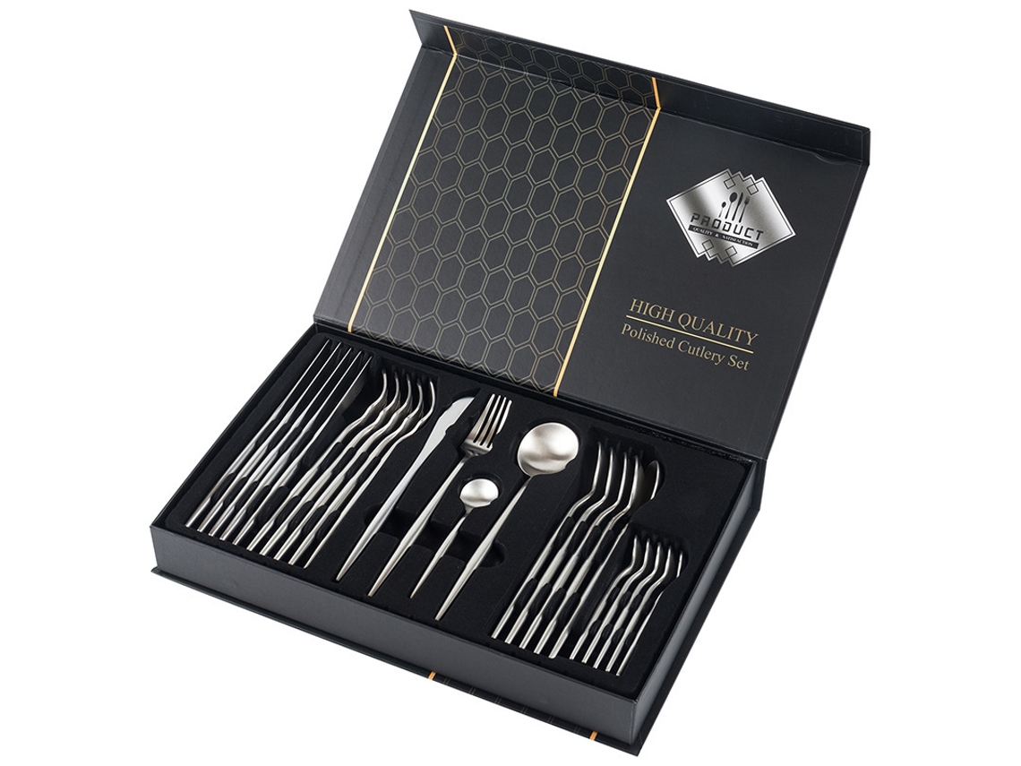 (juego De 24 Piezas - Cepillado Plateado) Juego De Cubiertos De Acero Inoxidable Con Cuchillos, Tenedores Y Cucharas.