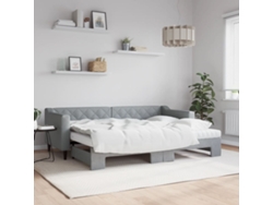 Sofá Cama Nido Con Colchón Tela Gris Claro 80x200 Cm