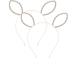 Tiara de orejas de conejo de aleación dorada de Ciieeo, 2 piezas, estilo elegante y glamuroso para fiestas.