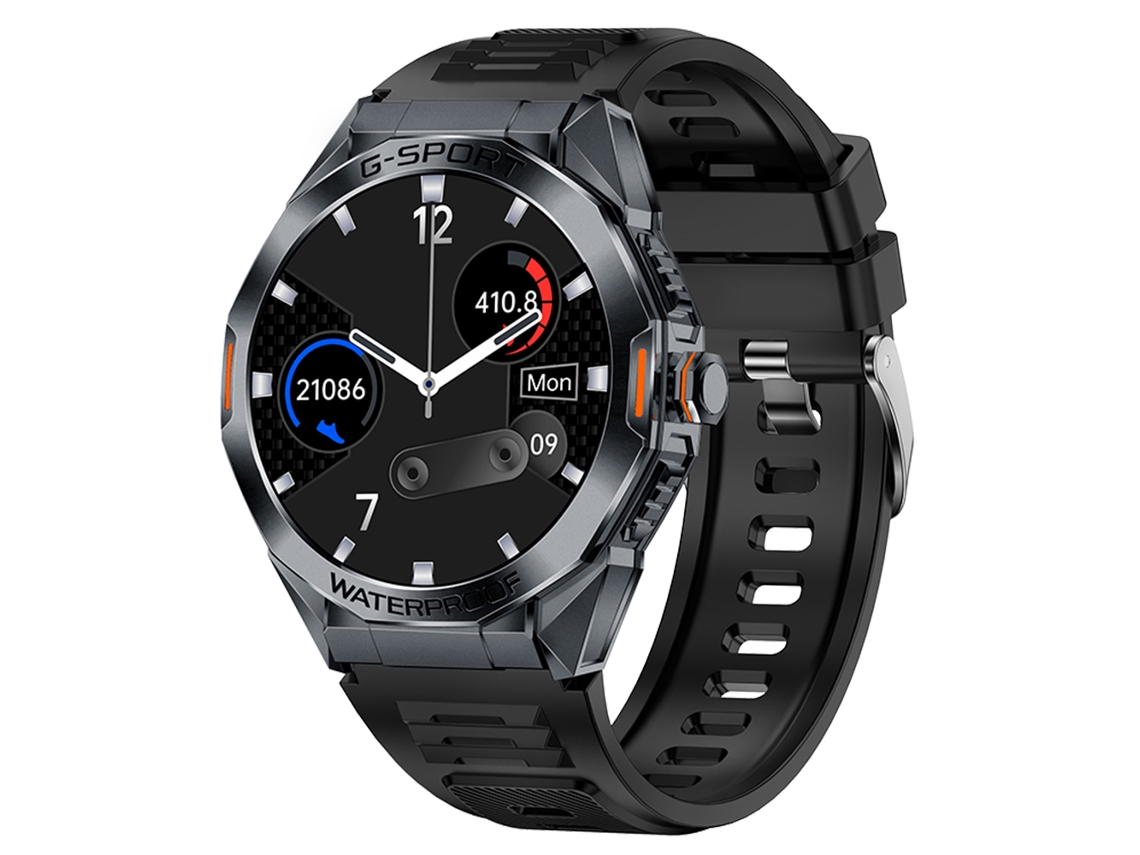 Reloj inteligente con pantalla HD de 1,46 pulgadas y más de 100 modos deportivos. (Silicona negra)
