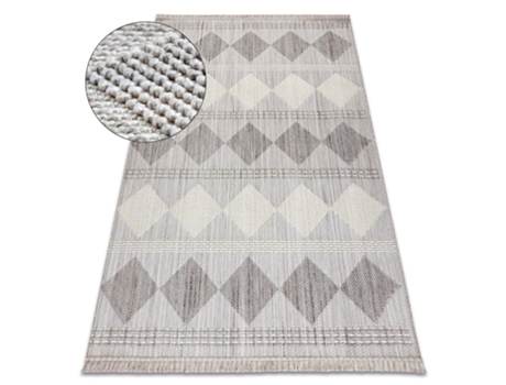 Alfombra DYWANY LUSZCZOW NANO EO61A Diamantes bucle tejido plano gris / blanco