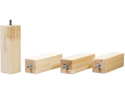 Conjunto de 4 Patas para Cama BENLEMI Foots (Marrón - Madera Natural - 6x6x10 cm)