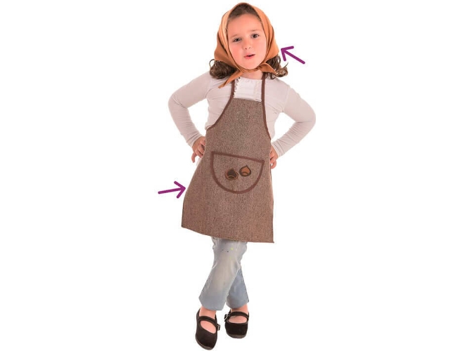 Disfraz de Niña DISFRAZZES Kit De Castañera Otoño: Delantal Y Pañuelo (Talla: 3 a 5 años)