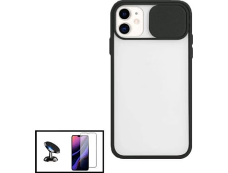 Carcasa + Protector + Soporte iphone 12 Mini PHONECARE Slide Window Anti Choque Frosted Negro 91520