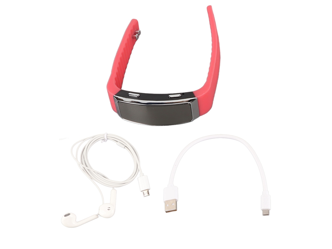 Relógio Gravador De Voz Hd Com Redução De Ruído Ativa Música Player Pulseira 16gb Rosa