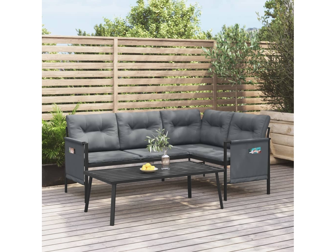 Conjunto de salón y jardín de 2 piezas, acero antracita, DKD Home Decor
