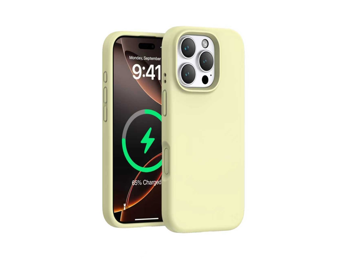 (amarillo Claro, Iphone 16 Pro) Funda Magnética De Silicona Líquida Para Iphone, Color Liso Y Sencillo.