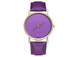 Elegante Reloj De Pulsera Analógico Con Bisel Redondo Y Movimiento De Cuarzo Morado.