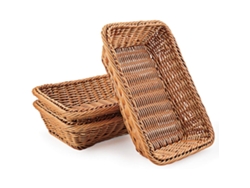 Cestas de mimbre, juego de 3 cestas de polietileno para guardar pan, frutas y verduras, para servir en restaurantes y preparar comida casera.