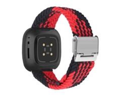 Correa Pulsera Trenzada Flexible para Fitbit by Google Versa Rojo y Negro
