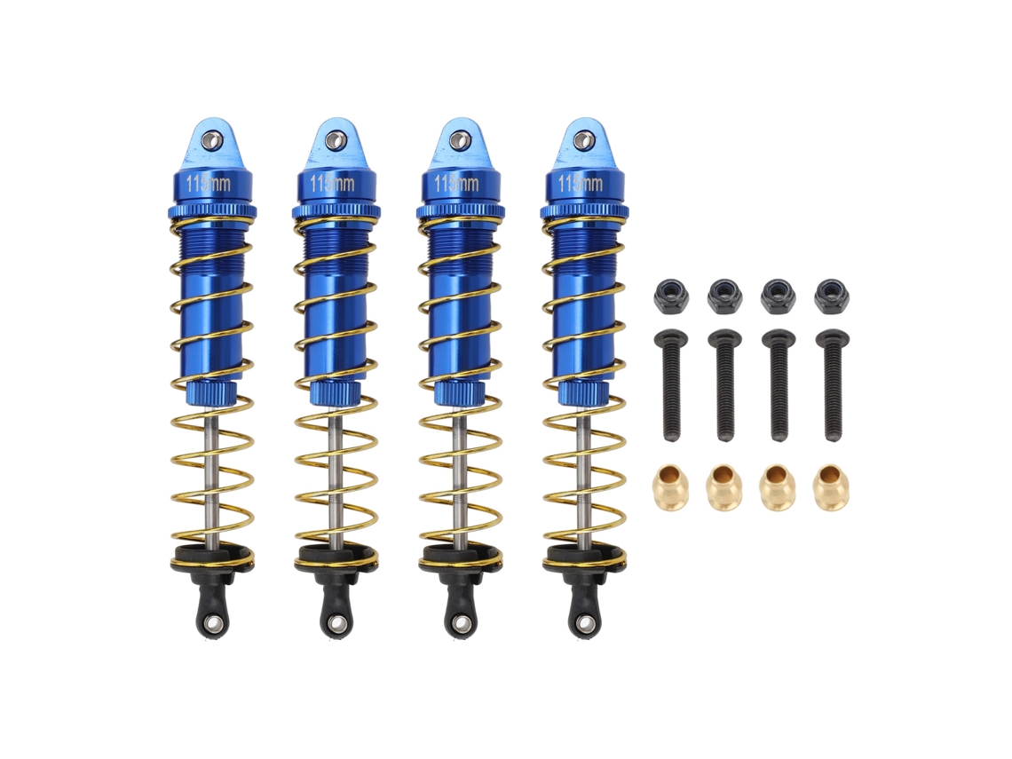 4 Peças Amortecedor De Liga De Alumínio 115mm Para Carro Rc Crawler 1/10 Azul