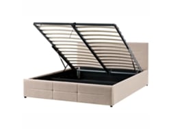 Cama De Casal Beliani Massognes De Bouclé Creme 160x200