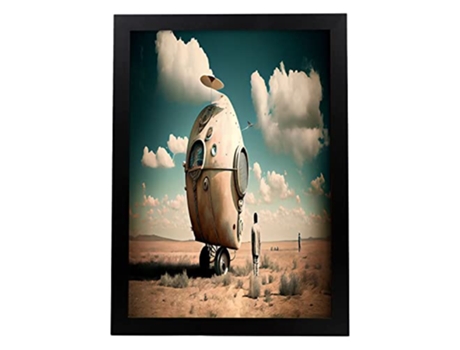 NACNIC Poster Compañero Robot En Estilo Surrealismo Cinematográfico Ilustraciones Y Grabados De Historieta Abstracta Y Artística A4 Marcos Negros