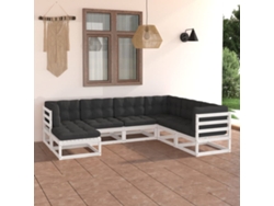 Conjunto de jardín de 7 piezas con cojines en pino macizo DKD Home Decor