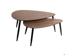Atmosphera Juego de mesa de centro de 2 patas negras efecto nogal Miléo Contemporáneo