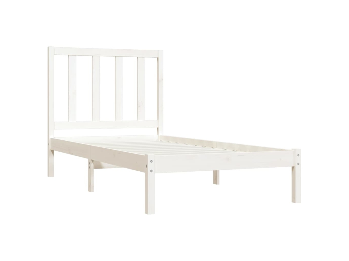Estructura de cama madera maciza blanco individual 90x190 cm