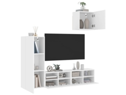 Muebles De Tv De Pared 4 Uds | Armario Para Tv Madera De Ingeniería Blanco