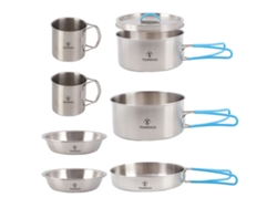 Juego De Utensilios De Cocina Para Acampar Para 2 Personas, De Acero Inoxidable Con Asas Plegables Y Aislamiento De Silicona.