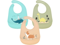 Juego De 3 Baberos De Silicona Para Bebés, Impermeables, Con Bandeja Antigoteo, Fáciles De Limpiar, Ideales Para Niños, Educativos Y Durader