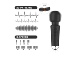 Mini masajeador personal recargable, silencioso e impermeable, 20 patrones y 8 velocidades, color negro USHION
