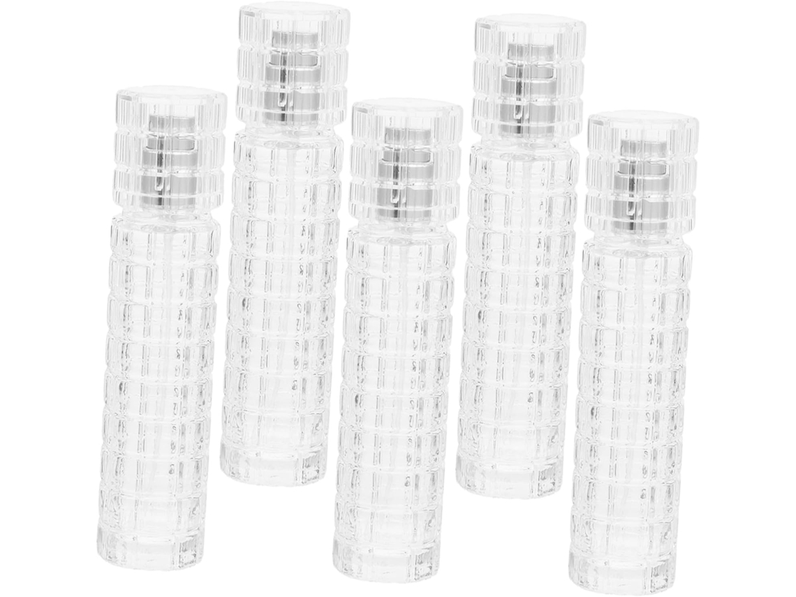 Juego De 5 Frascos De Perfume De Vidrio Transparente Vacíos, Reutilizables, Ideales Para Viajar.