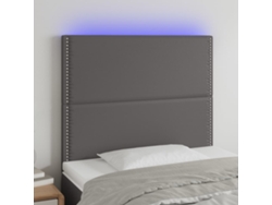 Cabecero Con Luces Led Cuero Sintético Gris 90x5x118/128 Cm