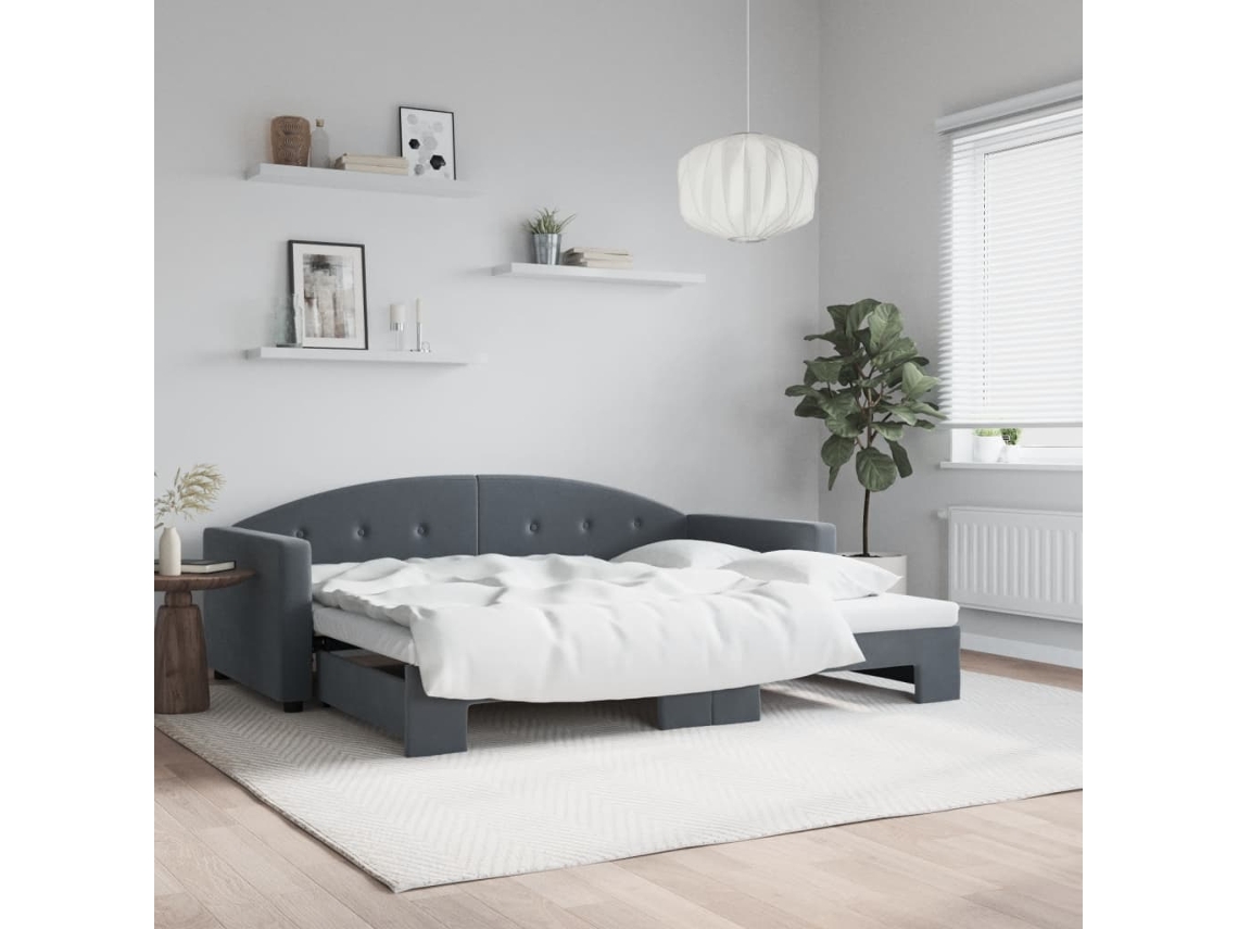 Sofá Cama Nido Terciopelo Gris Oscuro 90x200 Cm