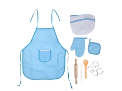 Bjww-set De Cozinha E Confeitaria Para Crianças Brinquedo De Papelaria Com Avental Presente Brinquedos De Cozinha Crianças Ponto Azul