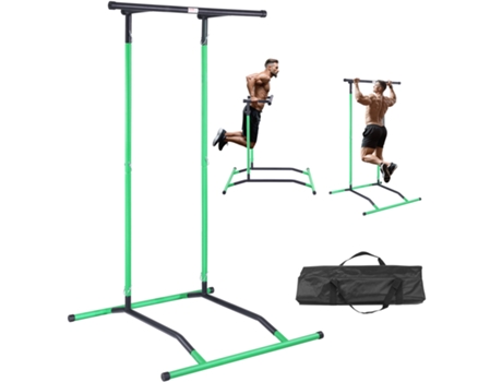VEVOR Barra de Dominadas con Estación de Fondos para Pies 2 Niveles 100kg Verde