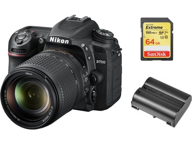 Kit Cámara Réflex NIKON D7500 AF-S 18-140MM F3.5-5.6G ED VR DX + 64GB SD + EN-EL15A
