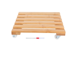 Soporte De Bambú Para Macetas Con Ruedas Para Jardín, Patio Y Uso Exterior.