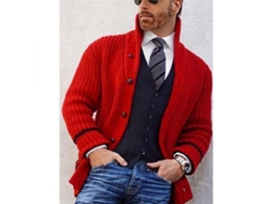 2026-9370-suéter Casual De Otoño Para Hombre Con Botones Y Cuello Alto Wwe Slim Fit Manga Larga M Rojo