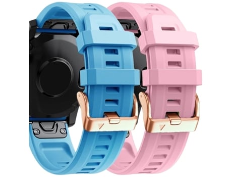 Pulsera Silicona Cierre Metálico para Garmin Fenix 6S Pro Azul y Rosa Pack 2X VEANXIN