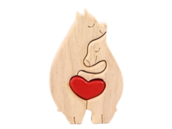 Juego de rompecabezas de madera con forma de oso (madre e hijo): una pieza decorativa exquisita y única para el hogar.